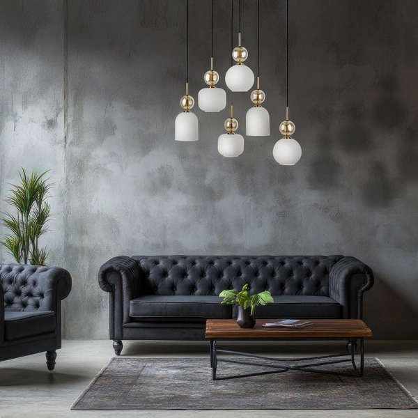 SOPHIA COGNAC WHITE LAMPA WISZĄCA 6XE14