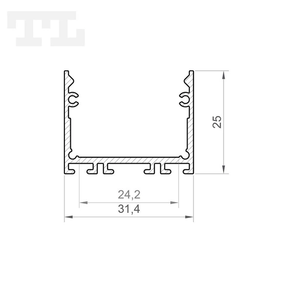 Profil LED P22-3 natynk lub zwis 300cm szer. 32mm | do osłonek C7 | czarny