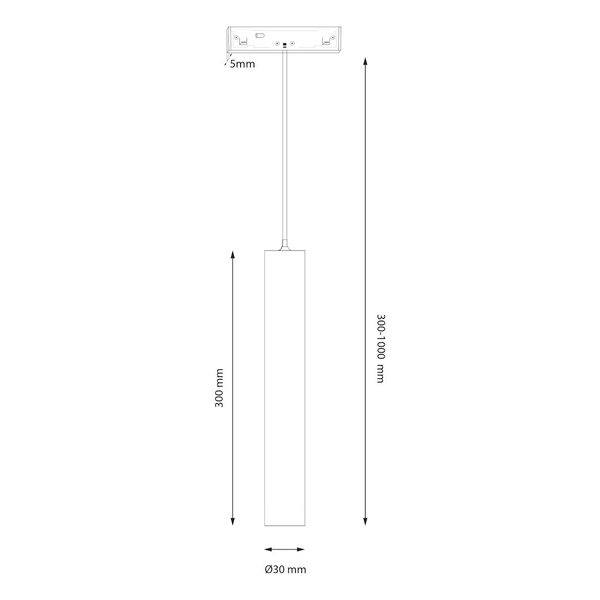 Magnetic track pendant tube 5mm 5W 4000K