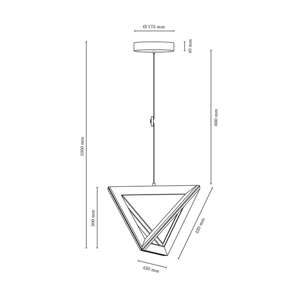 Lampa wisząca Trigonon 1xLED 24V zintegrowana 2500lm 3000K 27W drewno bukowe orzechowe/kabel z czarnej tkaniny 1209976