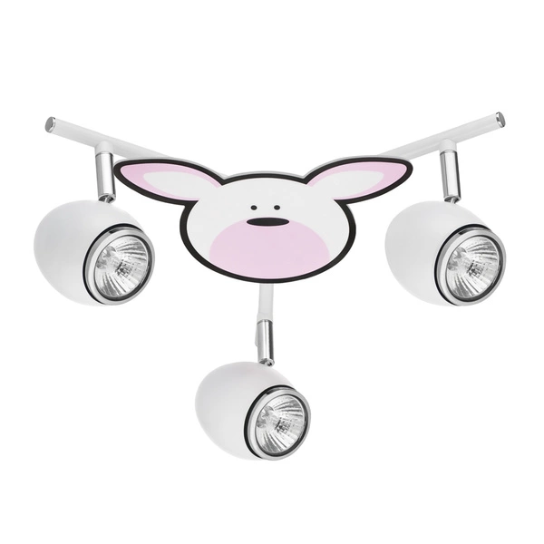 Lampa sufitowa Rubby 3xGU10 Max.50W Biały metal/Chromowany metal/Wielokolorowy materiał syntetyczny ze wzorem królika 2107302