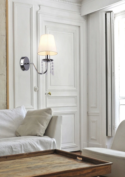 Kinkiet RUTI 21-58706 chromowa z beżowym abażurem 1x40W E14