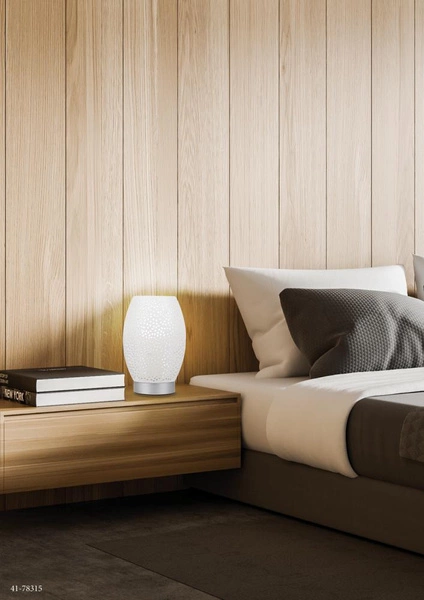 Lampa stołowa/nocna VENUS ażurowa 41-78322 srebrno-biała 1x60W E27