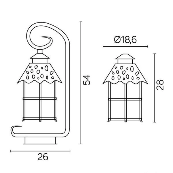 Rustykalna lampka zewnętrzna TOLEDO K 4011/1/R | czarny