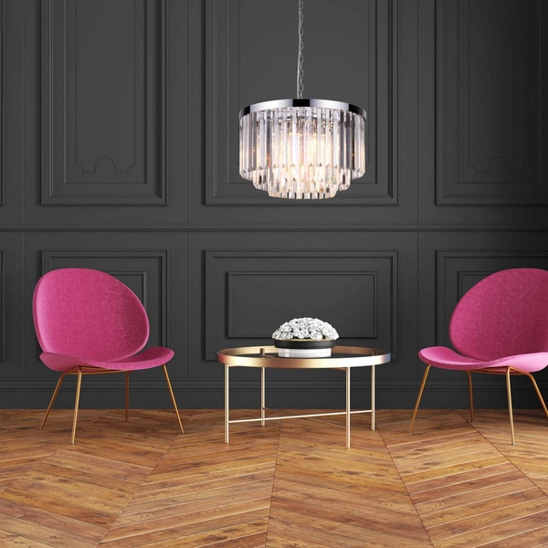 Lampa wisząca VETRO, chrom/transparentny, 5x60W E27