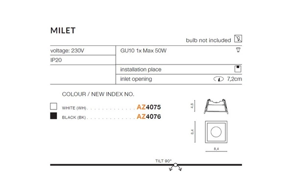 Azzardo MILET WH 4075