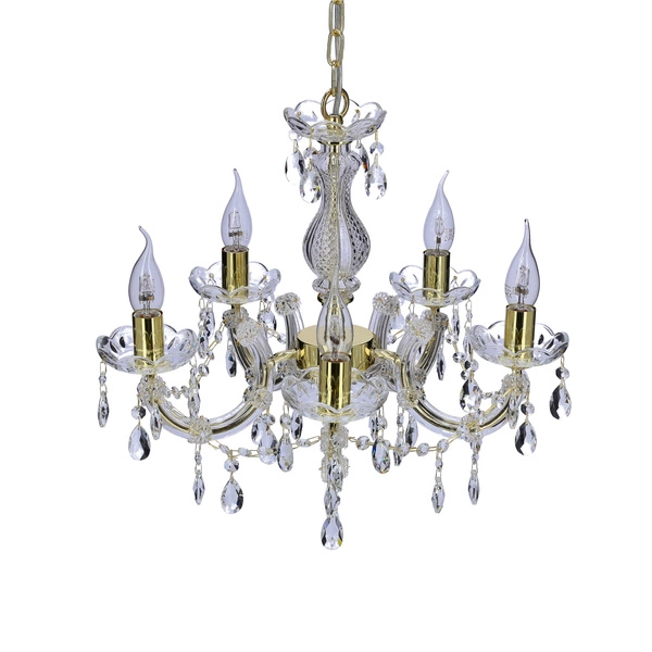 Żyrandol z kryształkami MARIA TERESA 95-94646 złoty/transparentny 5x40W E14