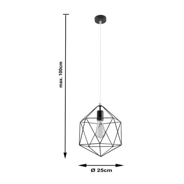 Lampa Wisząca GASPARE Czarna Stal, E27 60W, SL.0291