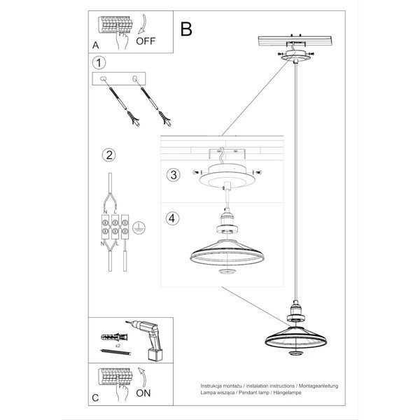 Lampa Wisząca MARE 1 stal czarny SL.0307