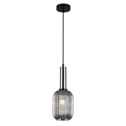 Lampa wisząca ANTIOLA z dymionym kloszem śr. 15cm E27 | nikiel