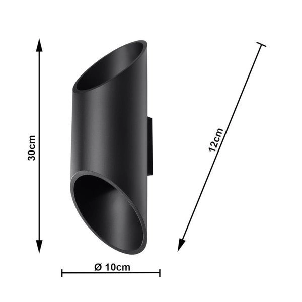 Kinkiet Sollux PENNE 30 aluminium czarny 12W LED, SL.0114