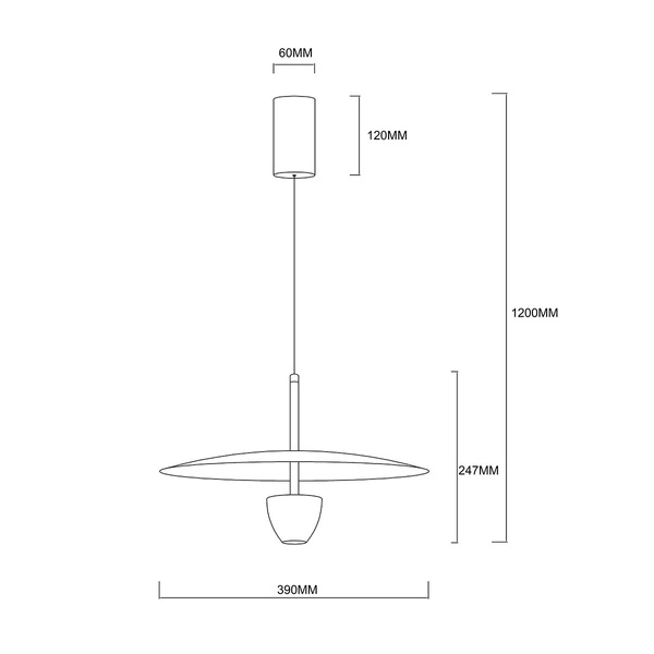Lampa wisząca Ufo M czarna LED CCT