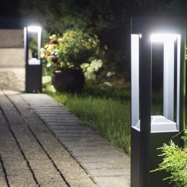 Słupek oświetleniowy zewnętrzny 80cm FAN KWADRAT FKW-800 | ciemny popiel