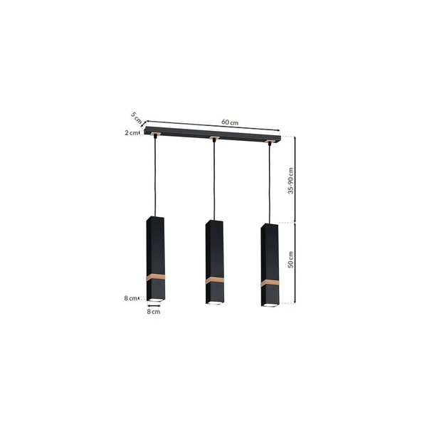 Lampa wisząca nowoczesna listwa VIDAR III czarny szer. 60cm