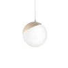 Lampa wisząca nowoczesna szklana kula SFERA WOOD drewno/biały śr. 14cm