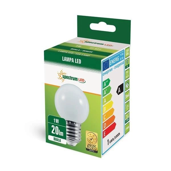 LED KULKA E-27 230V 1W WHITE SPECTRUM