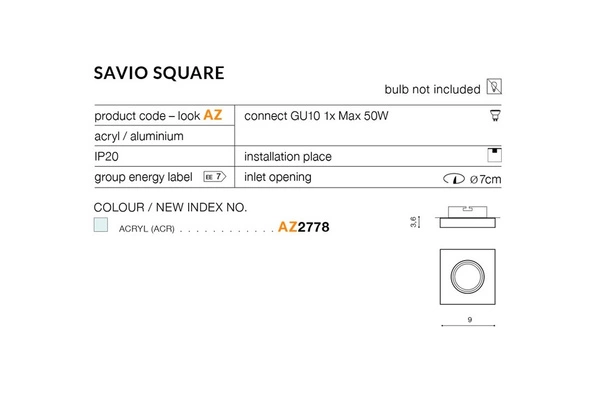 Azzardo SAVIO SQUARE 2778