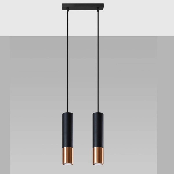 Lampa wisząca LOOPEZ 2 czarny/miedź SL.0947