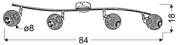 Nowoczesna lampa sufitowa/ścienna NOVEL listwa 94-06981 chrom 4xG9