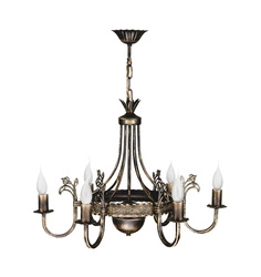 Klasyczny Żyrandol KORONA wys. 68cm 6xE14 11W IP20 | Brązowy ręcznie patynowany