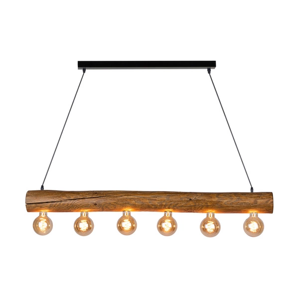 Trabo Simple Lampa Wisząca 6xE27 Max.60W Bejcowana Sosna Brązowa/Czarny Metal/Czarny Kabel PCV 69880604