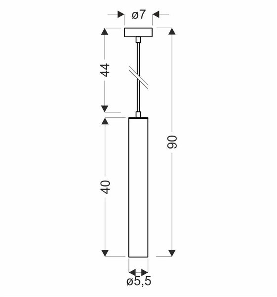 Lampa wisząca TUBO, 40 cm, 31-78551, czarna, 1x25W GU10