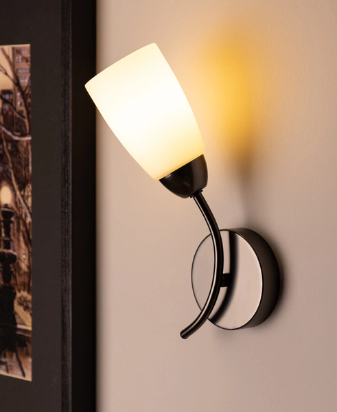 Kinkiet Terni 1xE14 Max.40W Grafitowy Metal/Białe Szkło 8330126