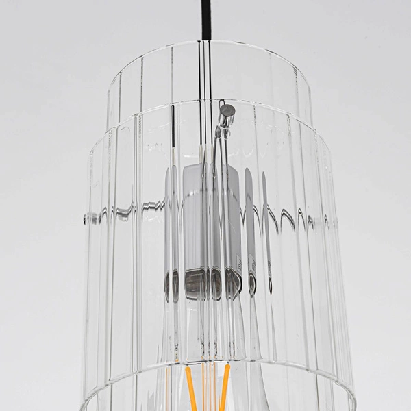 Lampa wisząca Savona 1, czarny/srebrny/transparentny, 1x40W E27