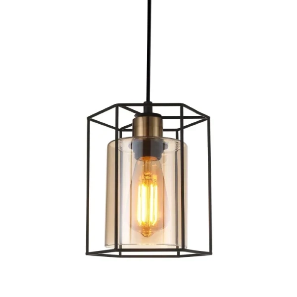 Lampa wisząca KALULA śr. 18cm E27 | bursztynowy