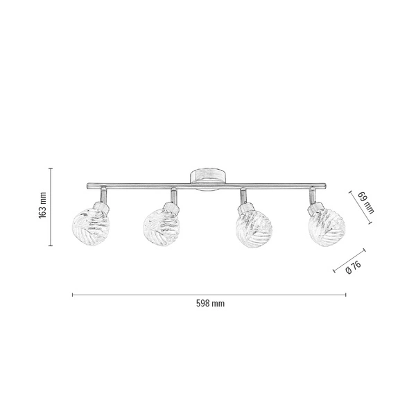 Lampa sufitowa Wave w zestawie 4xG9 Max.28W Patynowy metal/przezroczyste szkło 2102411