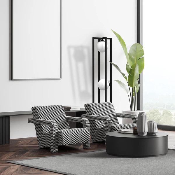 Lampa podłogowa DIEGO, MLP8572, czarna z białymi kloszami, 2x40W E14