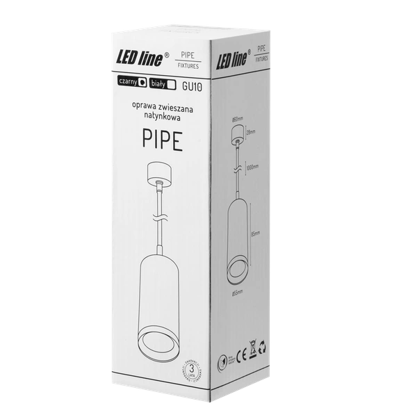 Nowoczesny reflektor zawieszany PIPE BLACK GU10 dł. 12cm | czarny