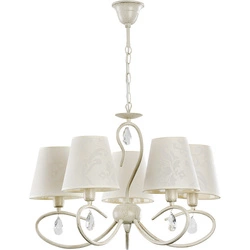 Żyrandol klasyczny z abażurami BALI WHITE śr. 50cm biały antyczny/ecru