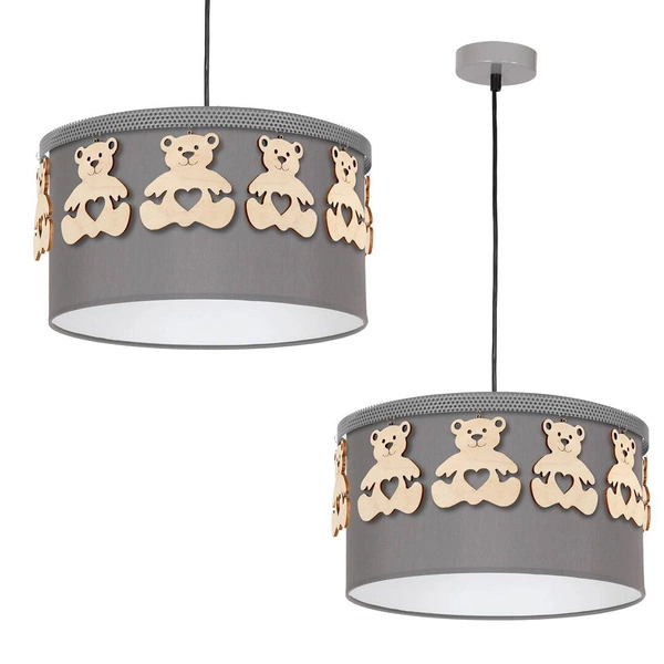 Lampa wisząca dziecięca MIŚ szary śr. 37cm
