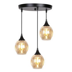 Lampa wisząca ASPA, czarna z brązowymi kloszami, 3x40W E27