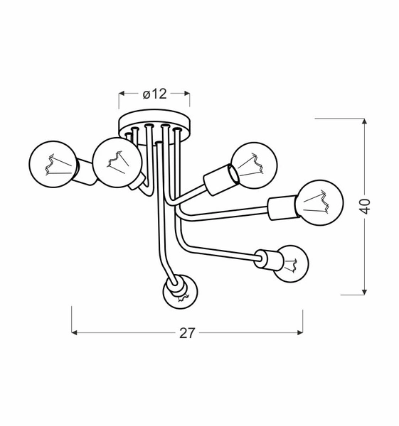 SPILL LAMPA WISZĄCA 6X60W E27 CZARNY