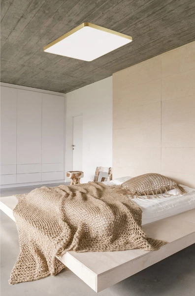 Lampa sufitowa plafon kwadratowy SIERRA LED 80W szer. 80cm | złoty