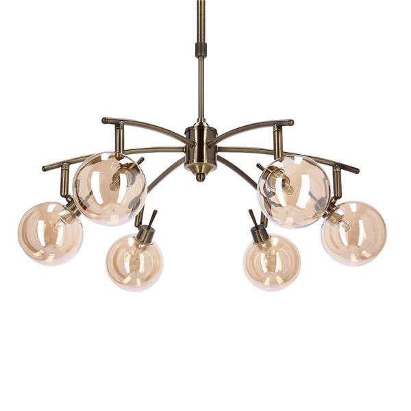 Lampa wisząca LENTINI, 36-16386, patynowa z bursztynowymi kloszami, 6x40W G9