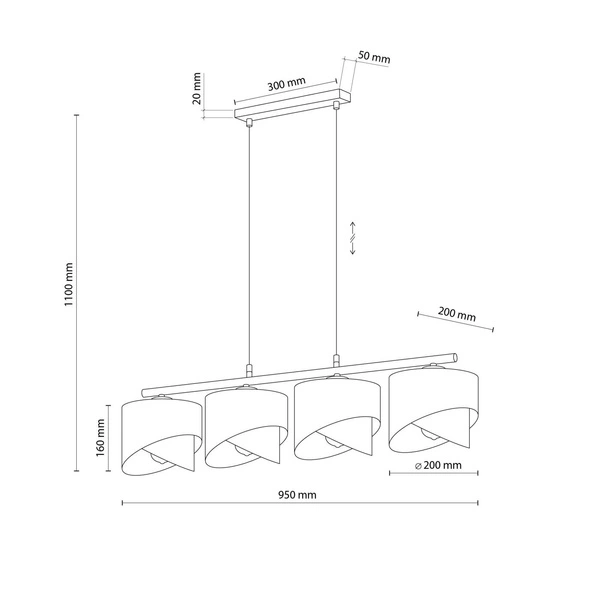 GRANT BLACK LAMPA WISZĄCA 4 PŁ 4825