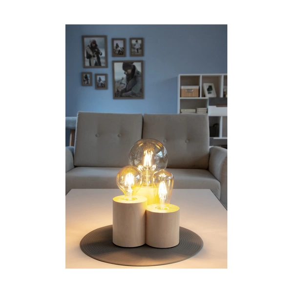 Okrągła lampa stołowa Vincent 3xE27 maks. 15W drewno brzozowe/kabel z czarnej tkaniny 2266360