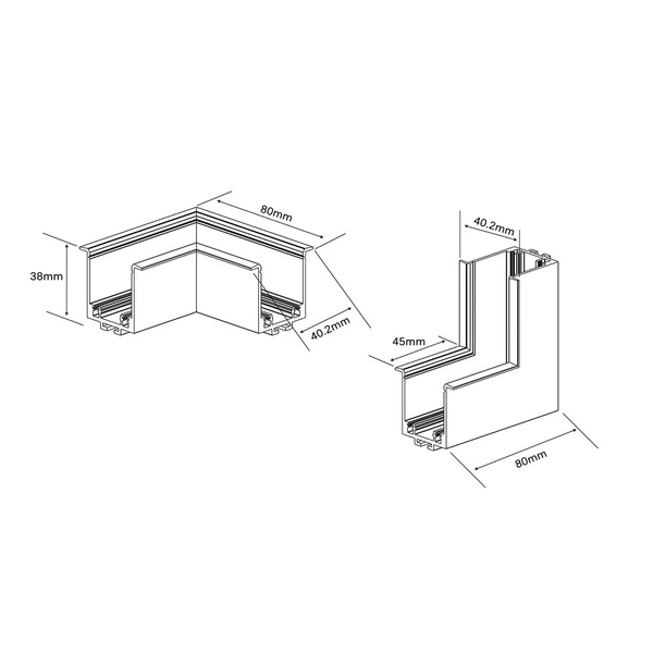 Łącznik podtynkowy L sufit-ściana Magnetic Slim biały