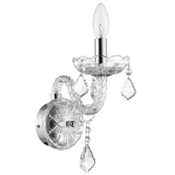 Kinkiet CRISTALLO, chrom/transparentny, 1x60W E14