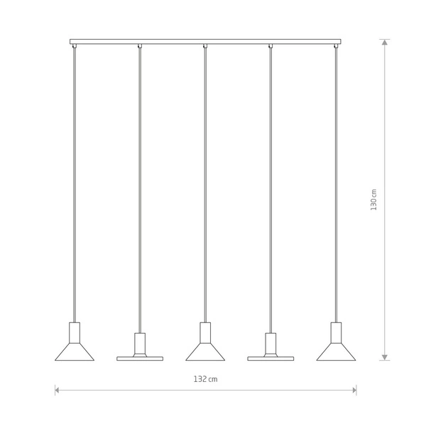 Lampa wisząca HERMANOS V wys. 130cm 5xGU10 | czarny 8032