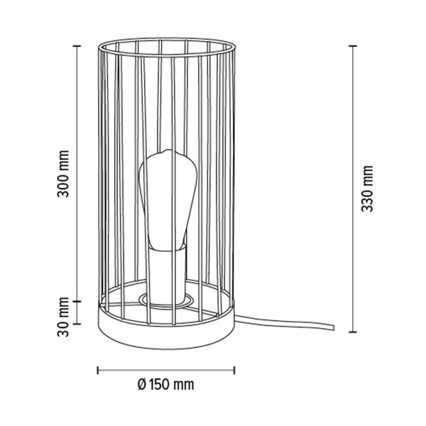 Lampa stołowa Timeo 1xE27 maks. 25W Dąb olejowany/Czarny metal/Czarny kabel PCV 796049174