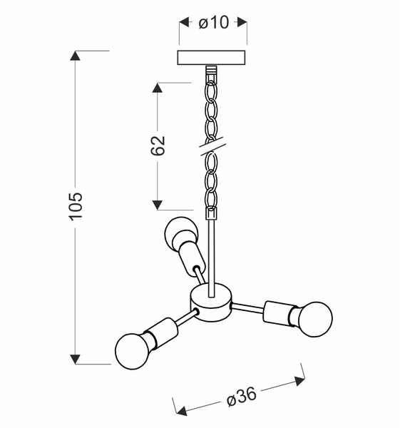 Lampa wisząca SPARTA, 33-09371, czarna, 3x60W E27