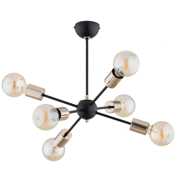 Lampa sufitowa ALFA TIMOS CZARNA & ZŁOTA 6xE27 49cm | 63290