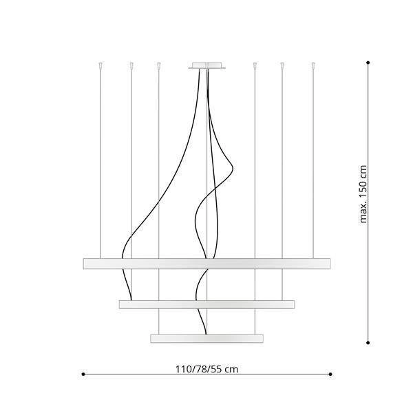 Nowoczesna lampa wisząca RIO 3, czarna, 150W LED, barwa ciepła 3000K, TH.138