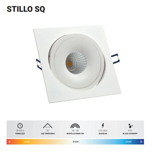 Oprawa wpuszczana STILLO SQ 15W neutralna 4000K czarny szer. 15,3cm