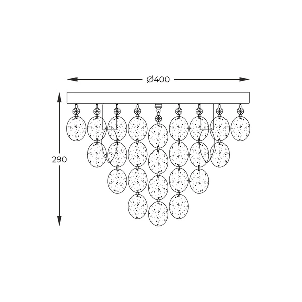 Lampa sufitowa wiszące kryształki PARDO śr.40 5x E14 40W | transparent