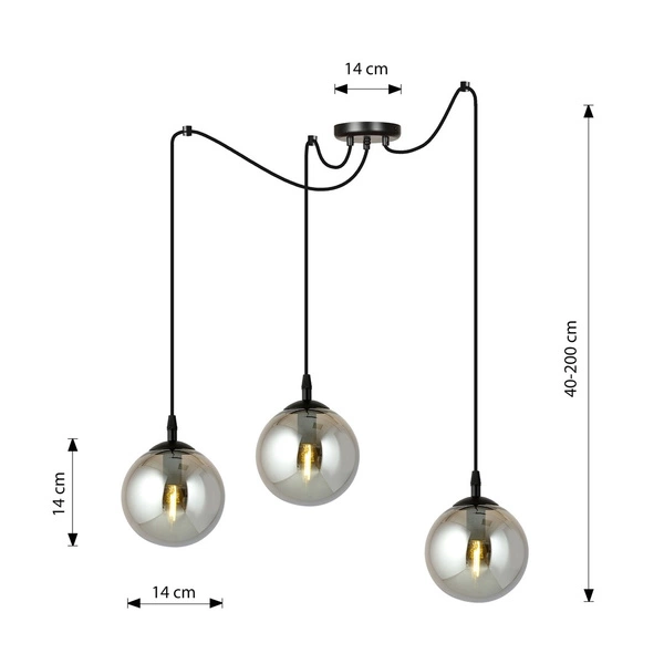 Lampa wisząca Emibig GIGI 3 BL GRAFIT 937/3